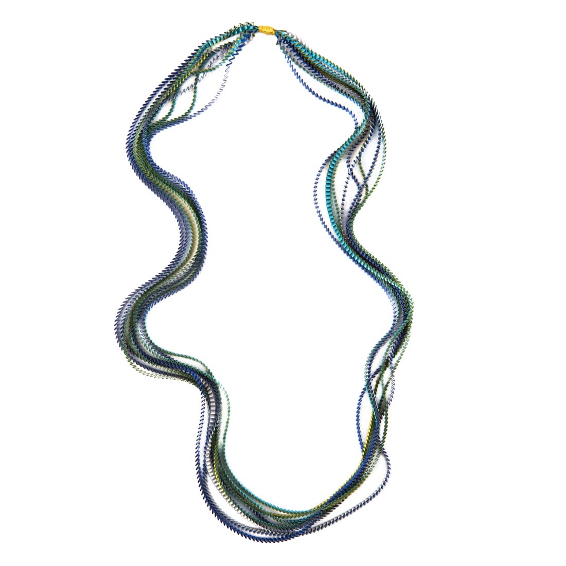 Pleated Multi-Colored Blue Satin Polyester Necklace