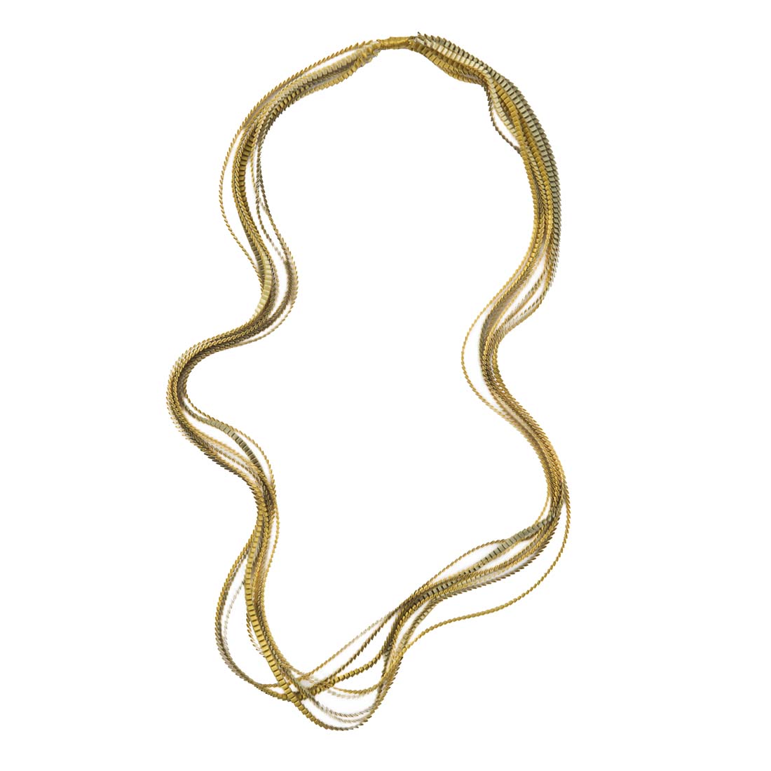 Pleated Gold Ivory Satin Polyester Necklace