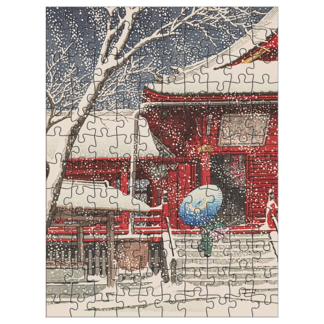 Kawase Hasui: Snowfall 120 Piece Double-Sided Jigsaw Puzzle Set