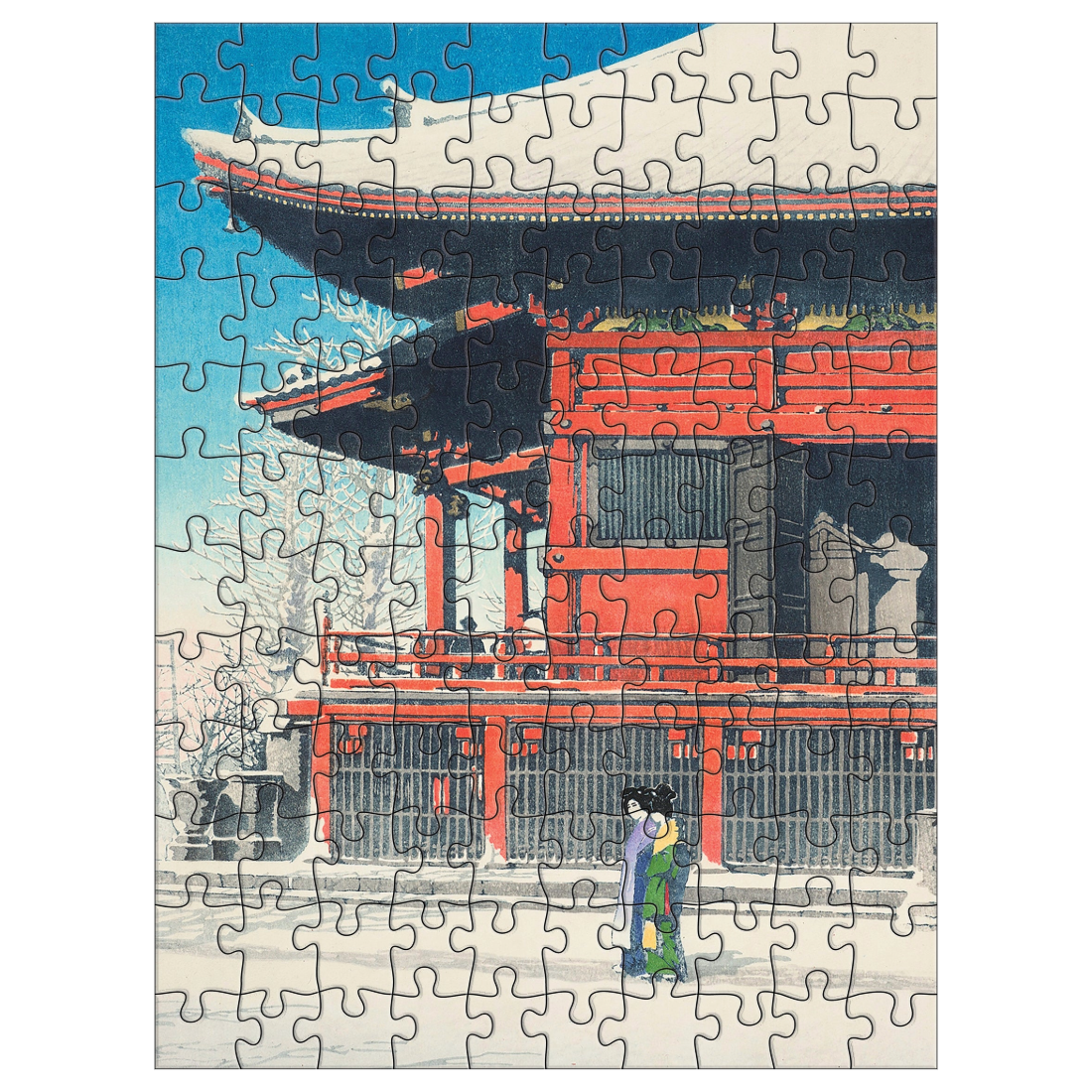 Kawase Hasui: Snowfall 120 Piece Double-Sided Jigsaw Puzzle Set
