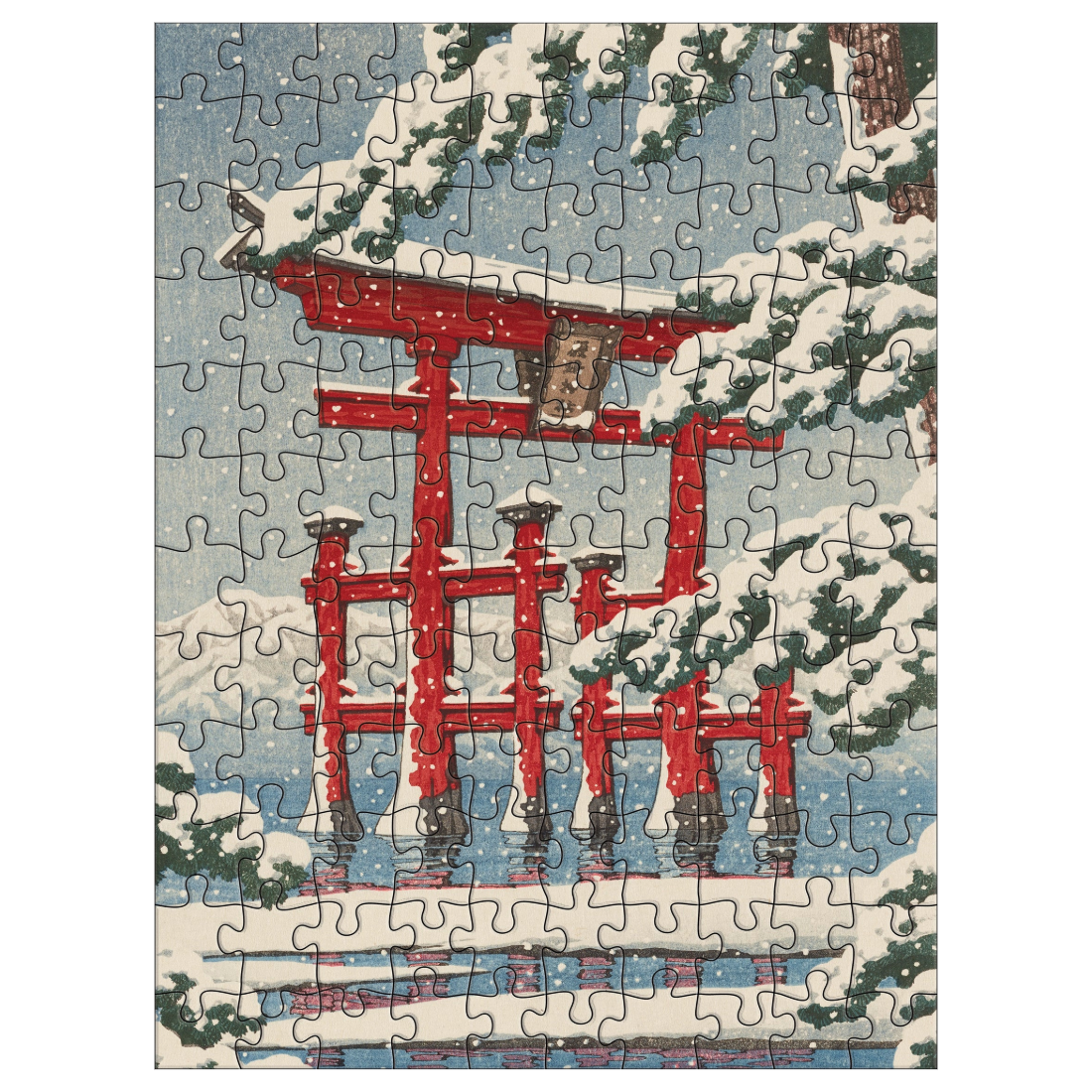 Kawase Hasui: Snowfall 120 Piece Double-Sided Jigsaw Puzzle Set