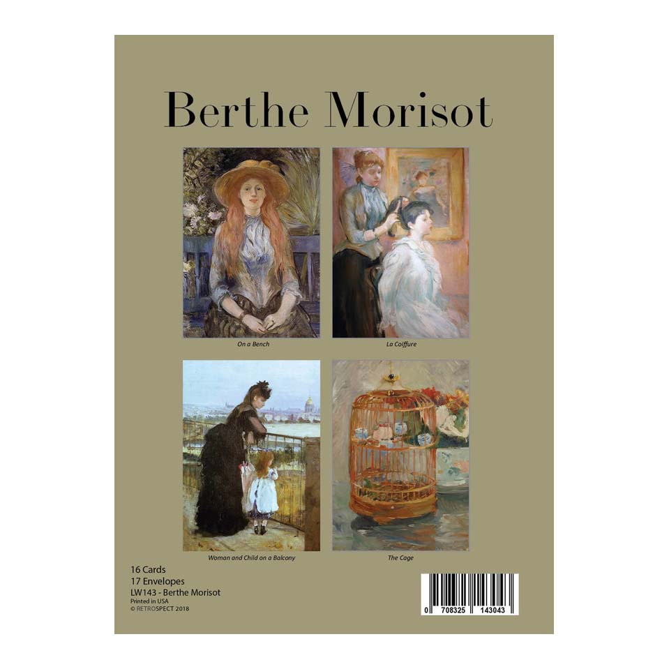 A set of notecards featuring a printed artwork of a woman with red hair wearing a hat, seated outdoors.