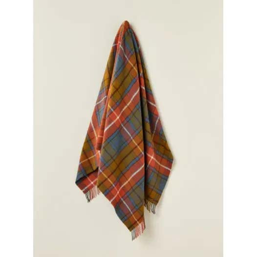Antique Buchanan Tartan Merino Wool Throw Blanket