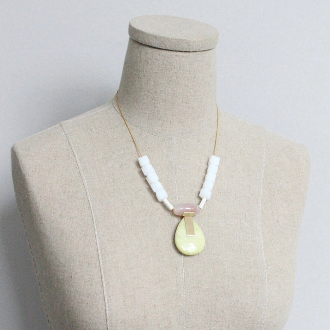 Lemon Quartz Artdeco Necklace