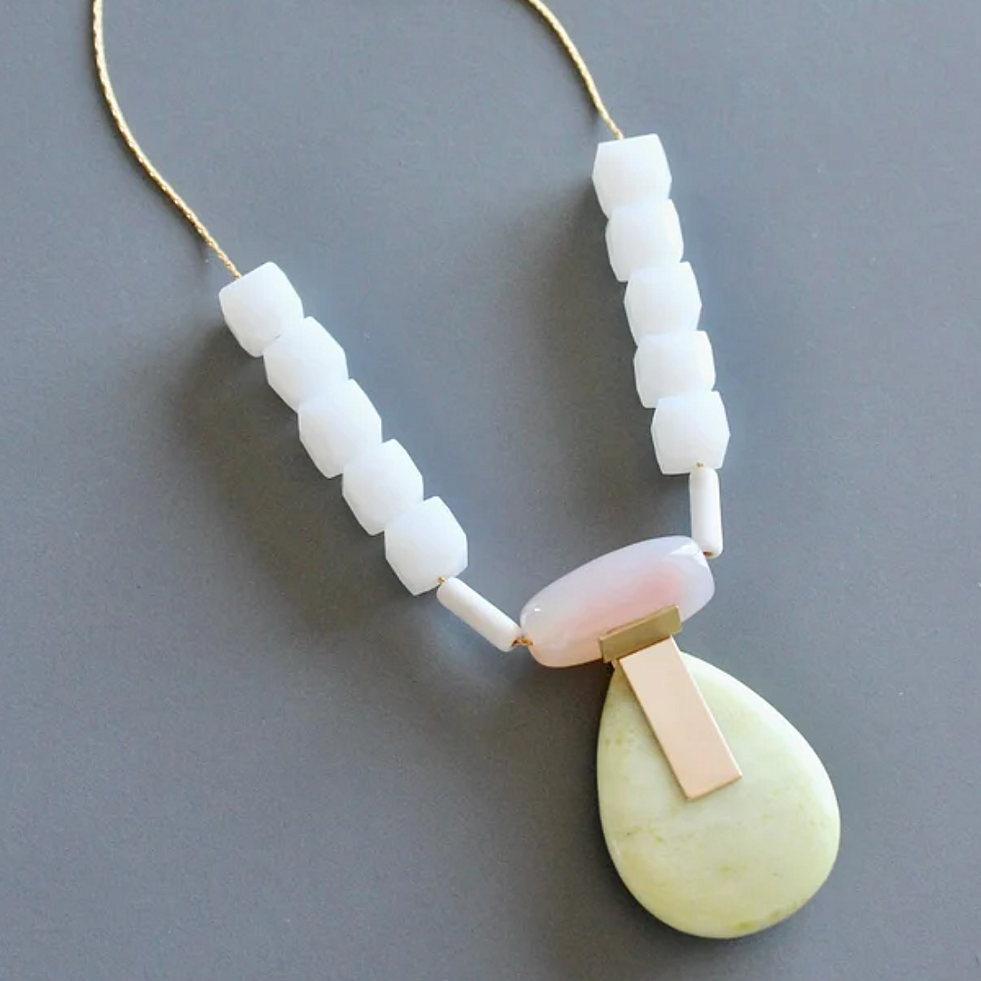Lemon Quartz Artdeco Necklace