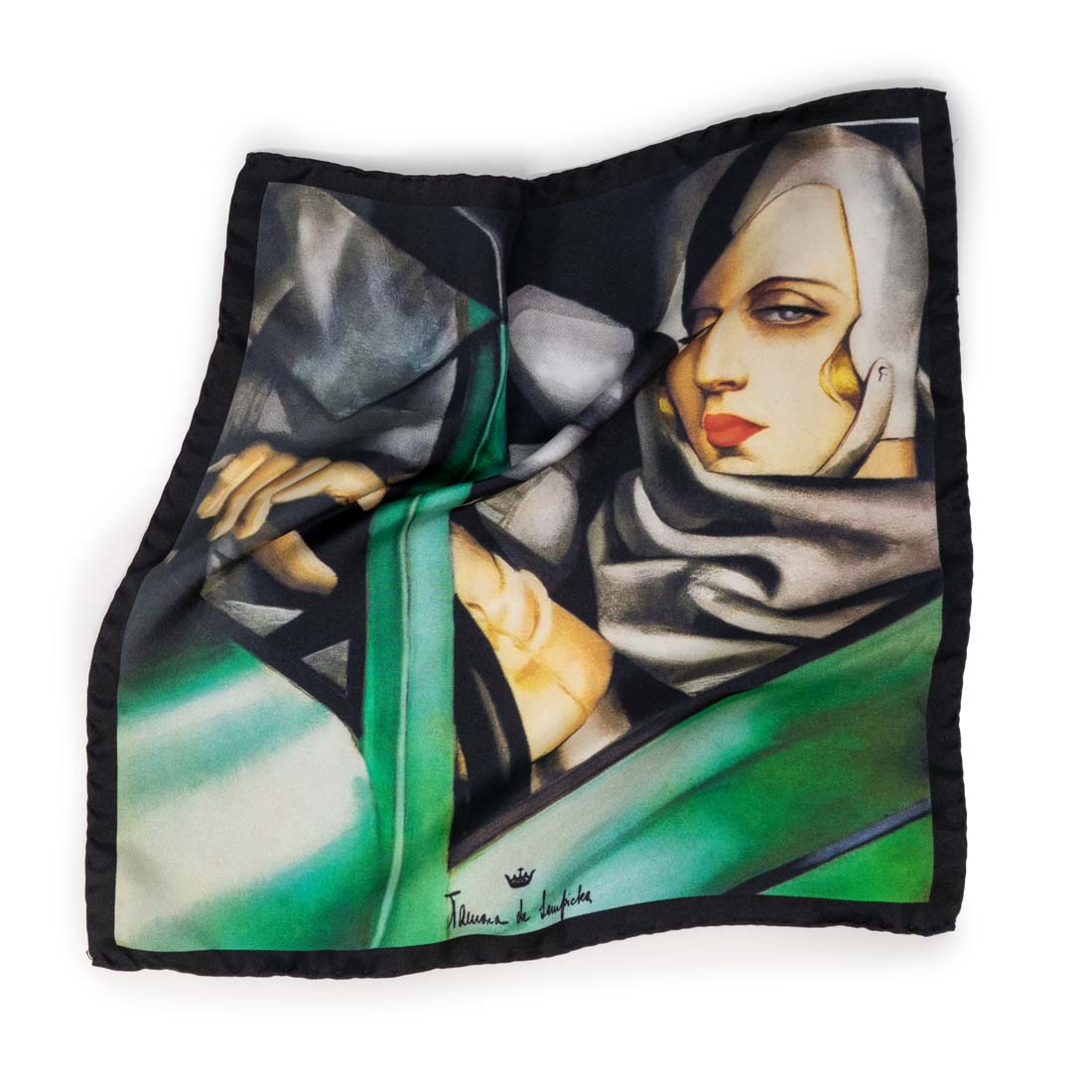 Tamara de Lempicka Tamara in Green Bugatti Silk Pocket Square