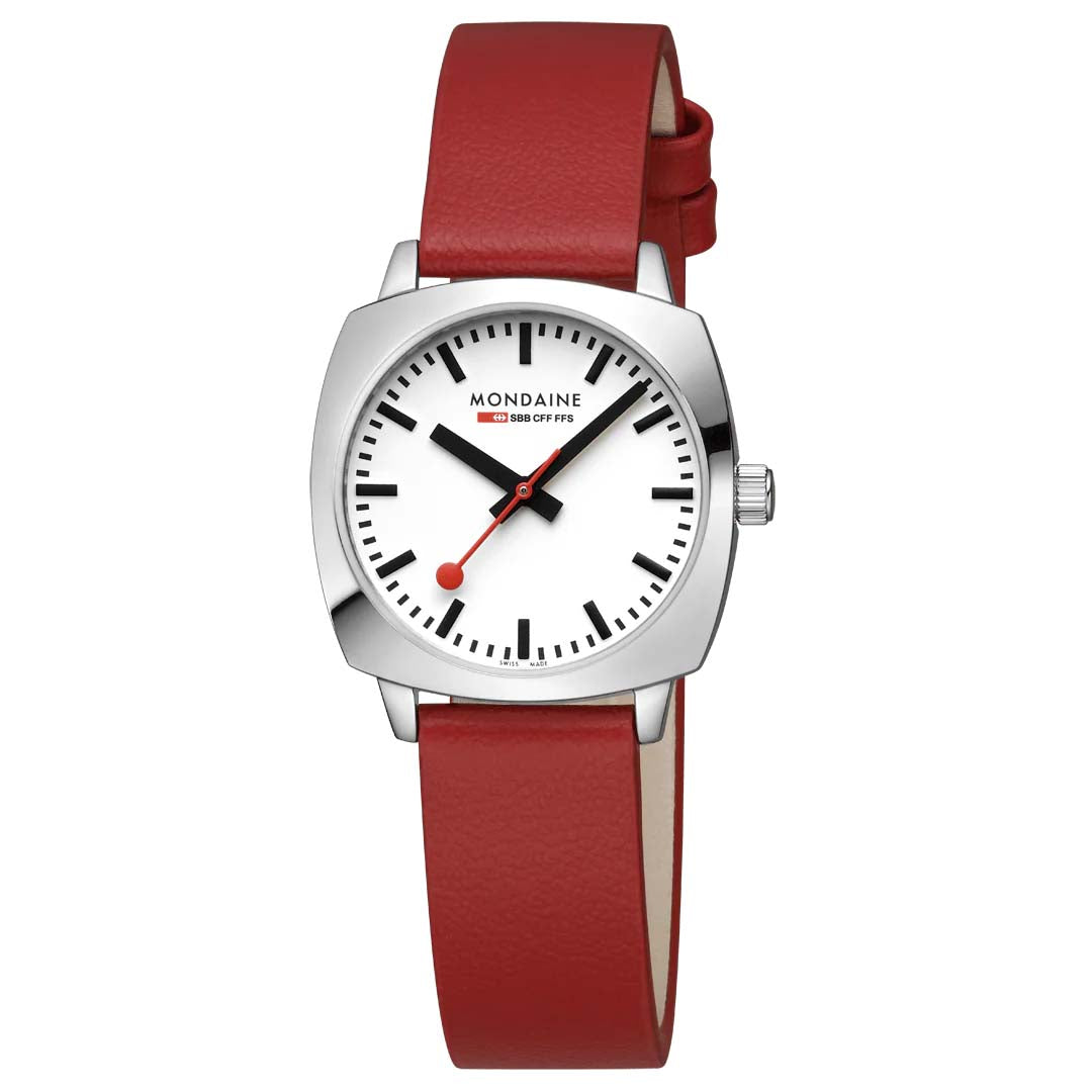 Petite Cushion Red Vegan Grape Leather Watch