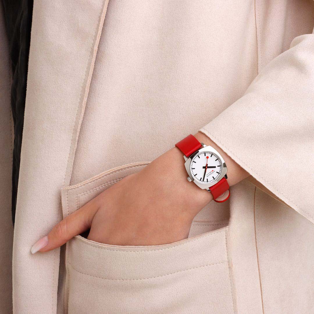 Petite Cushion Red Vegan Grape Leather Watch