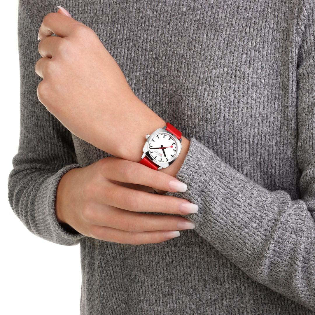 Petite Cushion Red Vegan Grape Leather Watch