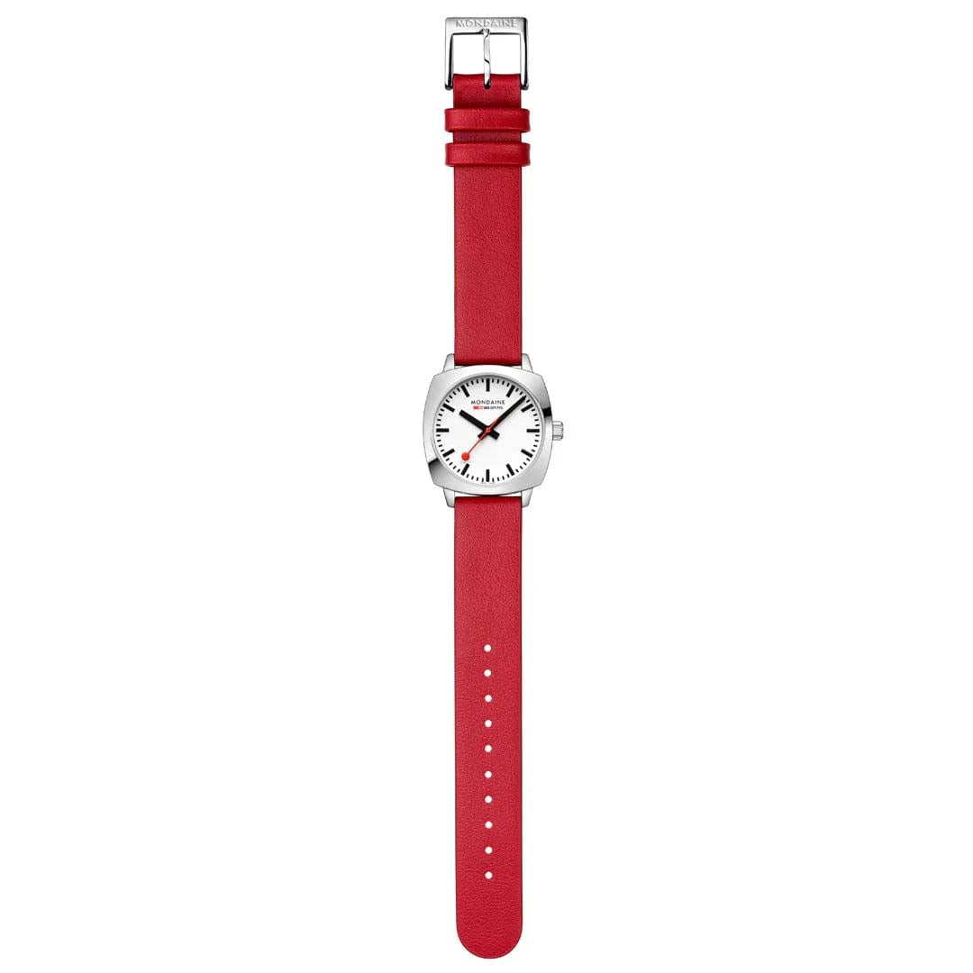 Petite Cushion Red Vegan Grape Leather Watch