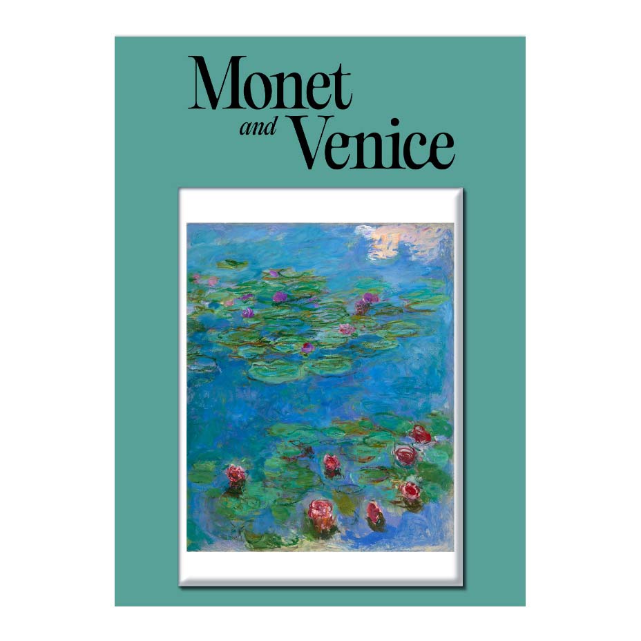 Magnet 'Monet and Venice' with a painting of water lilies on a green background