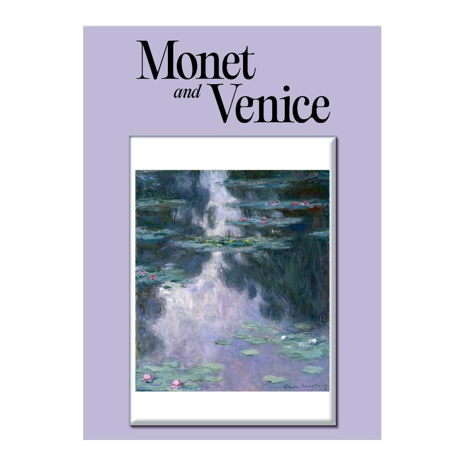 Magnet 'Monet and Venice' with a painting of water lilies on a purple background