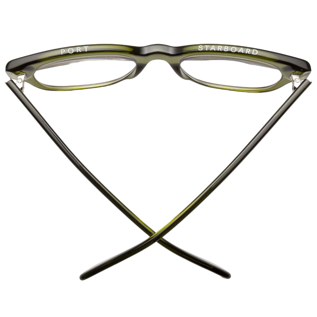 Green eyeglasses top view
