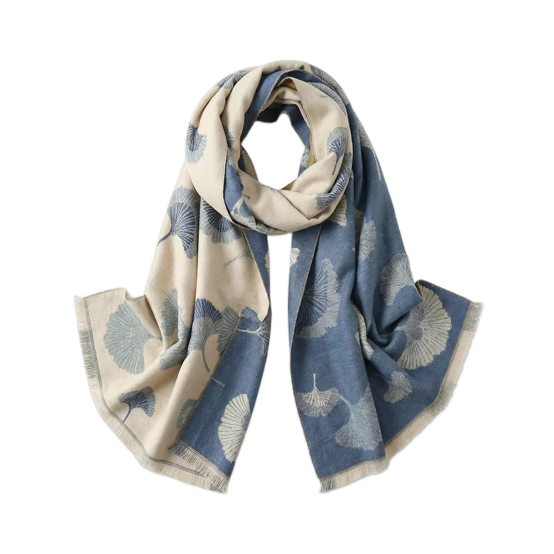 Gingko Beige & Blue Wrap