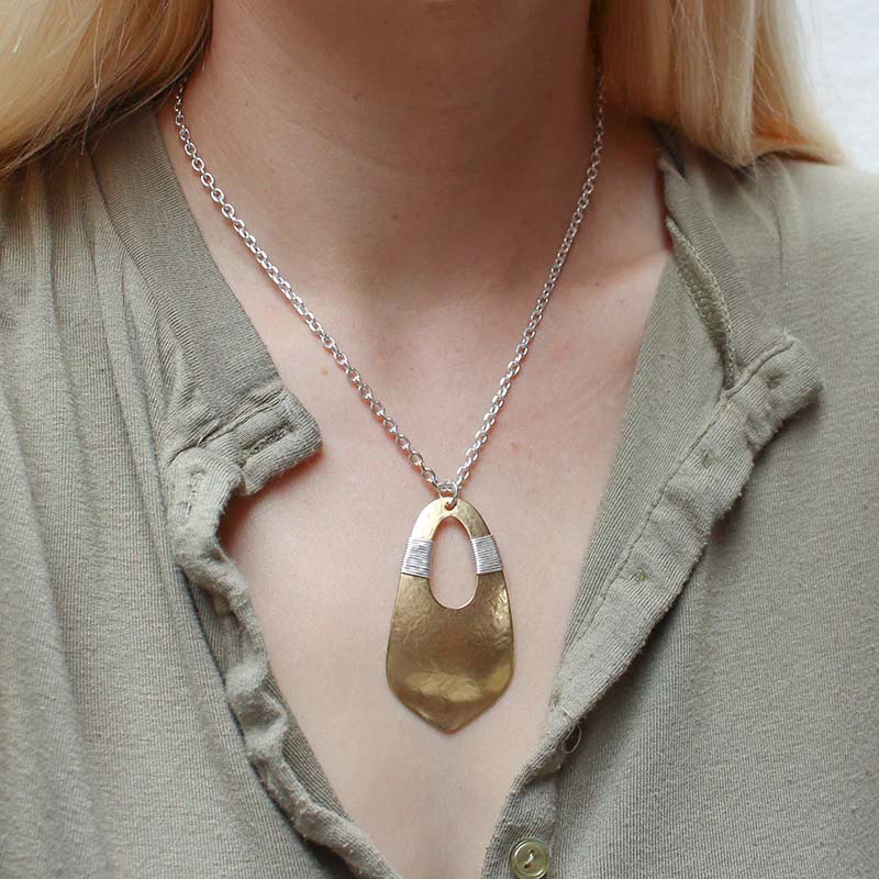Wire Wrapped Open Teardrop Necklace - Main Image