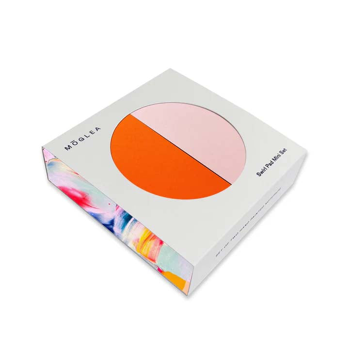 Möglea makeup product packaging with colorful design on a white background