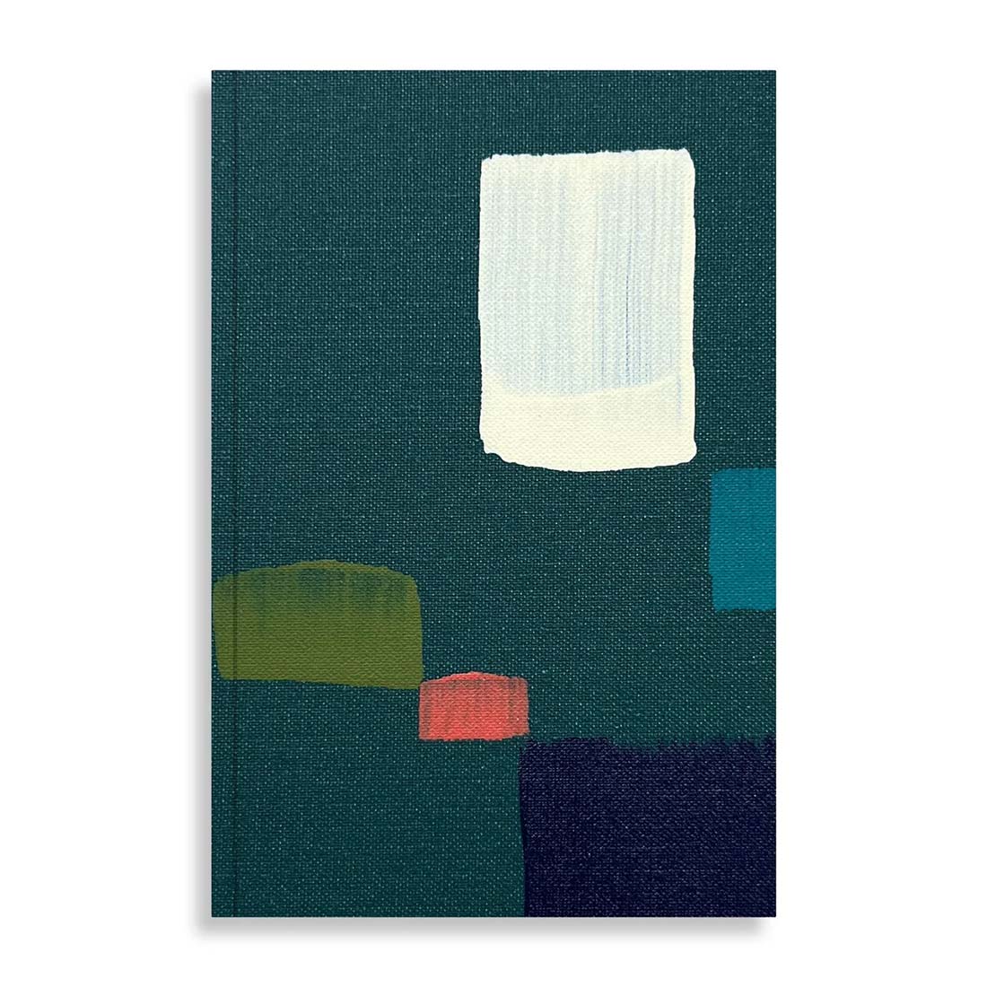 Book cover with abstract design on a teal background
