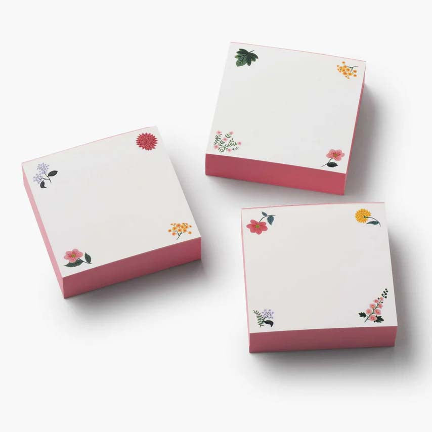 Set of three floral notepads with 'Little Paper Co.' branding on a white background