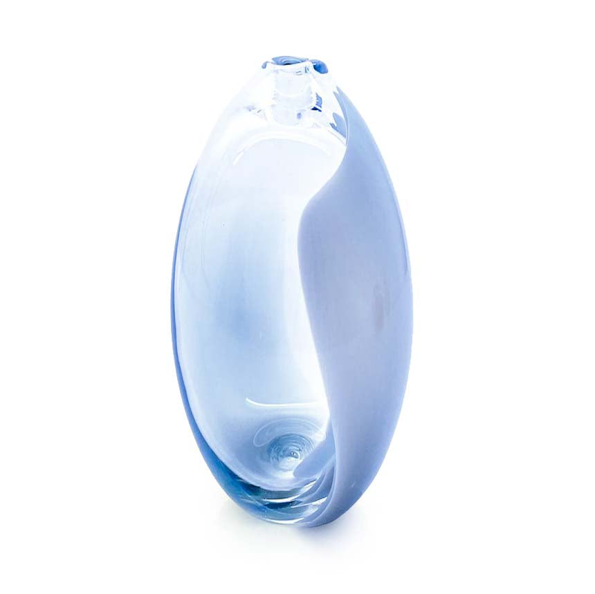 Blue glass vase on a white background
