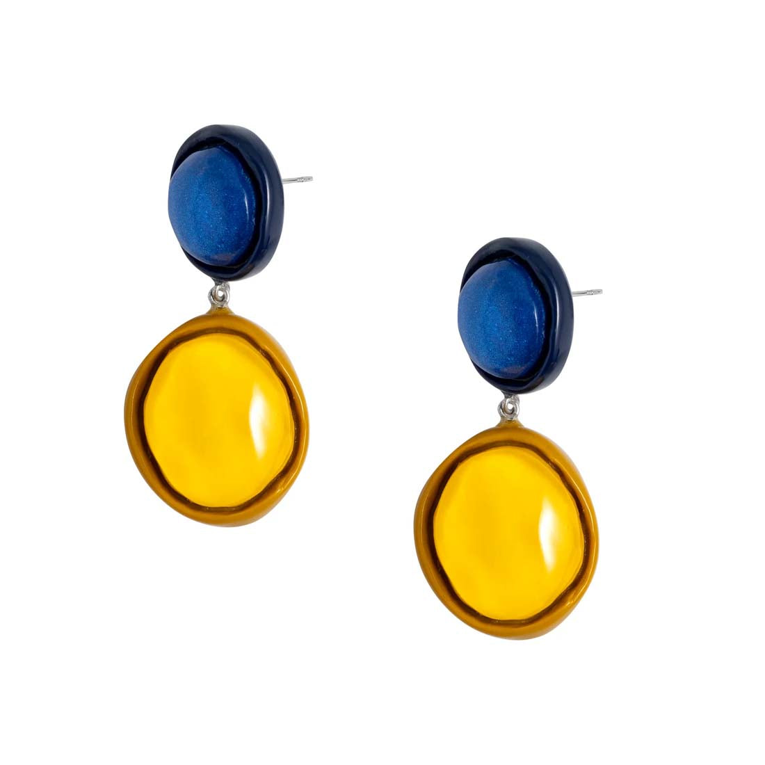 Persephone Blue &amp; Yellow Resin Earrings