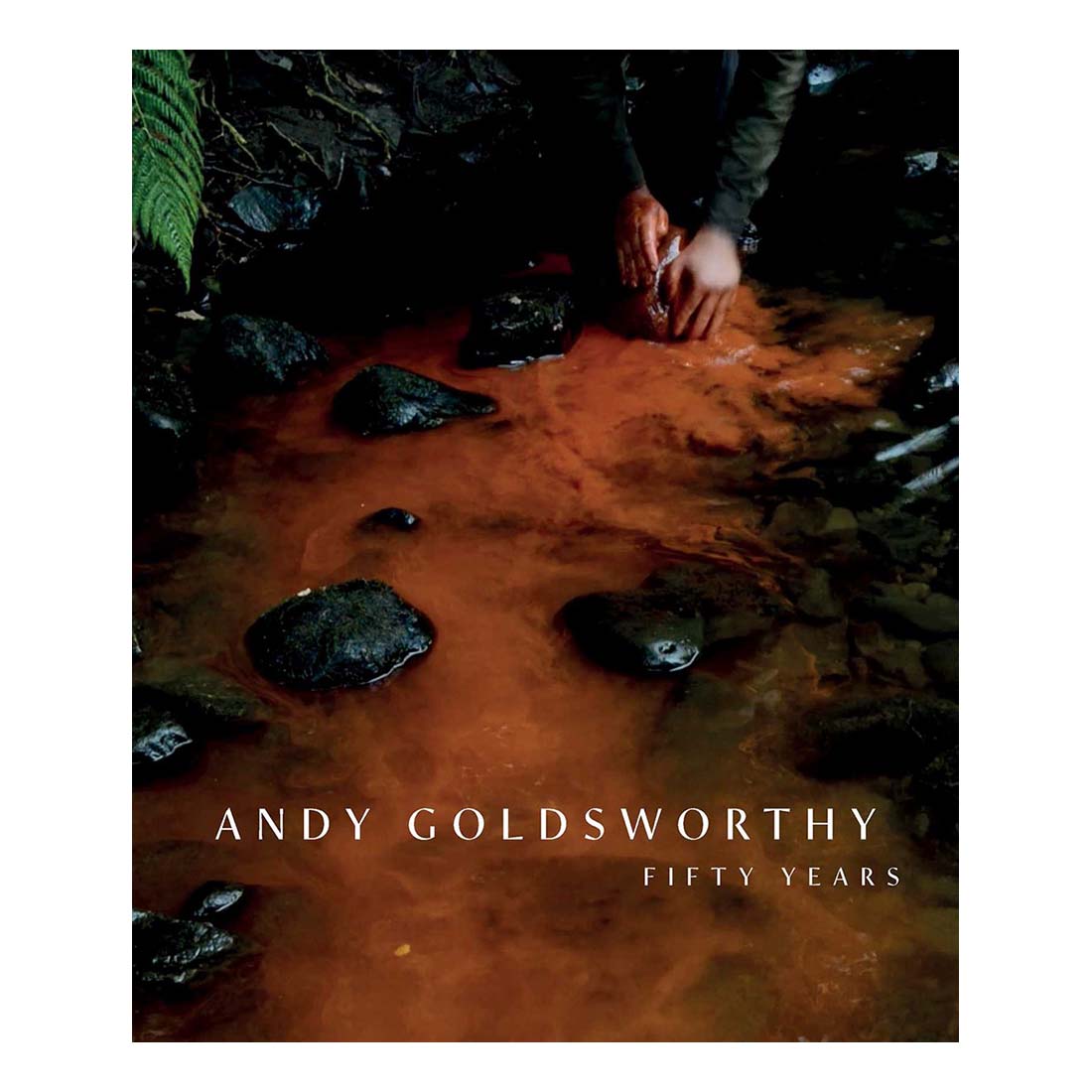 Book cover of 'Fifty Years' by Andy Goldsworthy with a natural setting.