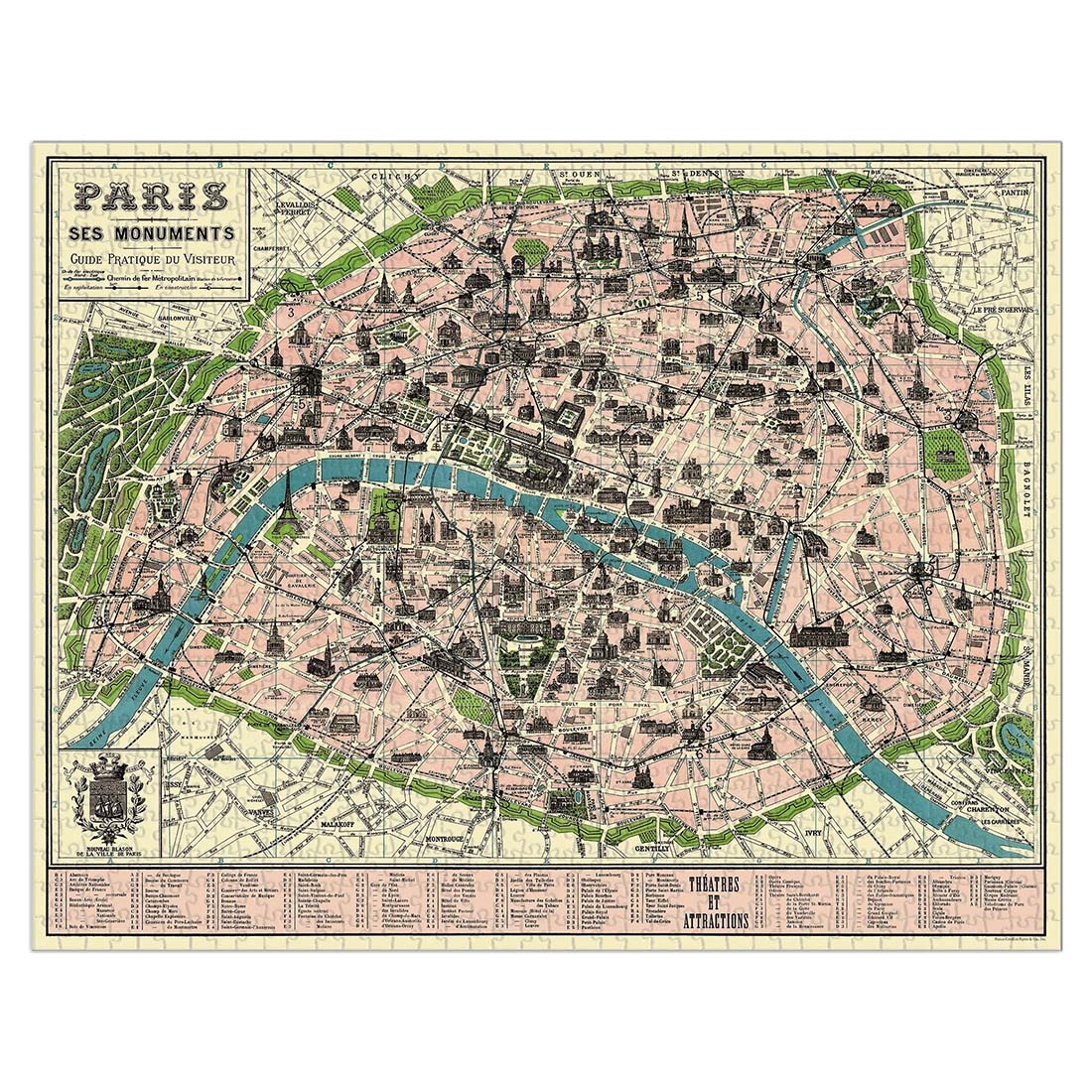 Vintage Map of Paris 1000 Piece Puzzle