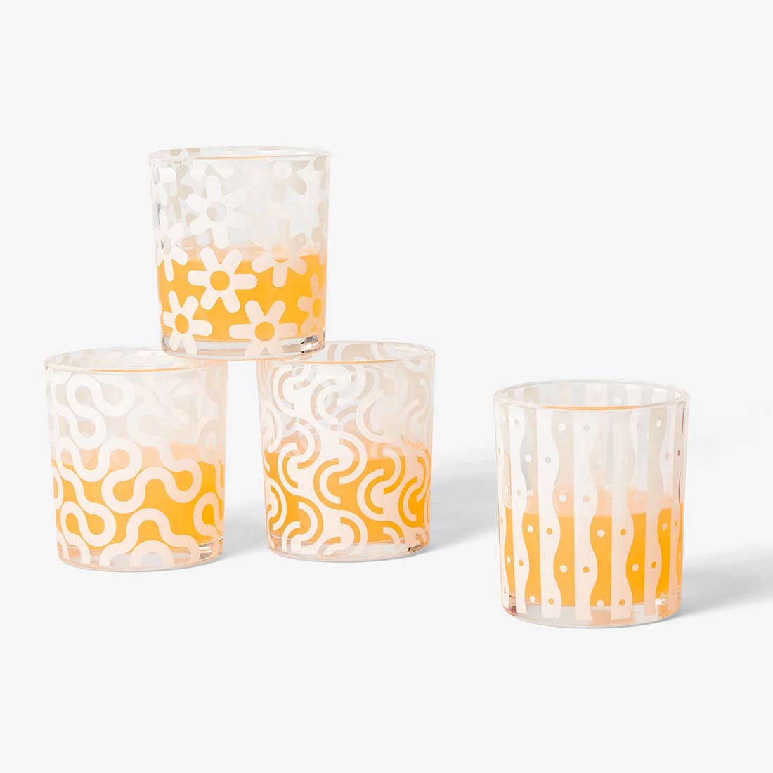 White Glass Patterned Glass Set