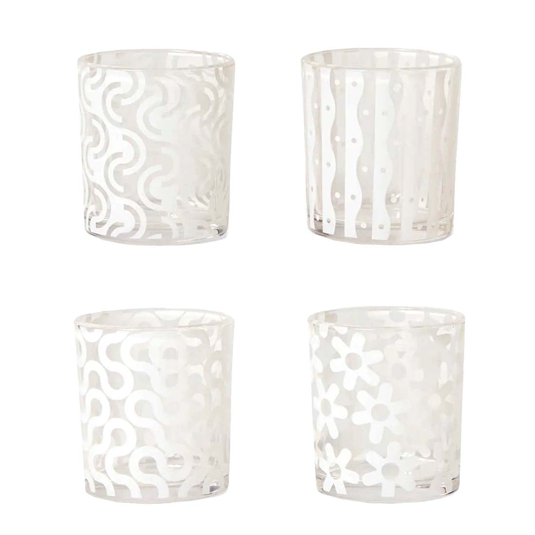 White Glass Patterned Glass Set