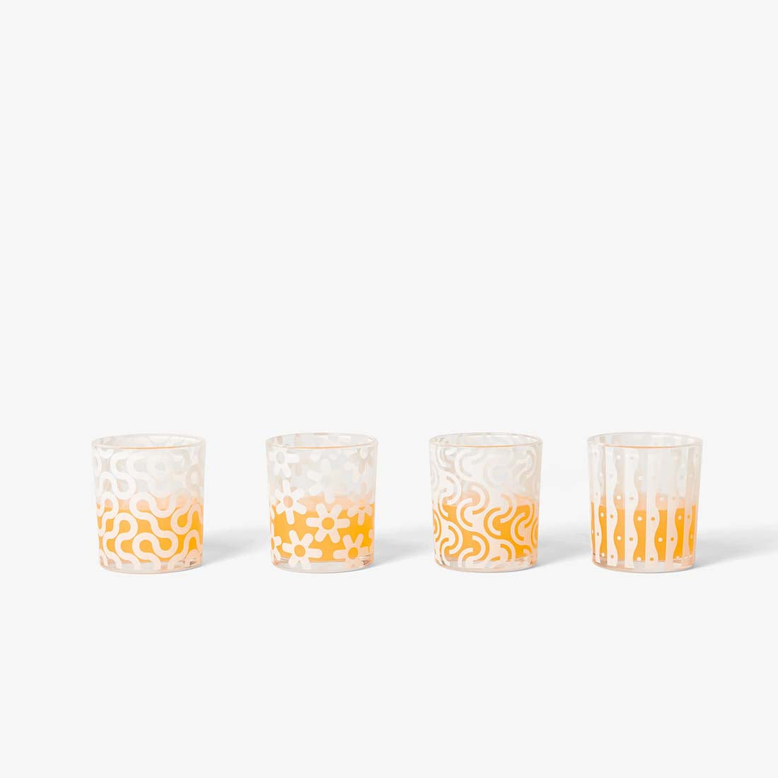 White Glass Patterned Glass Set