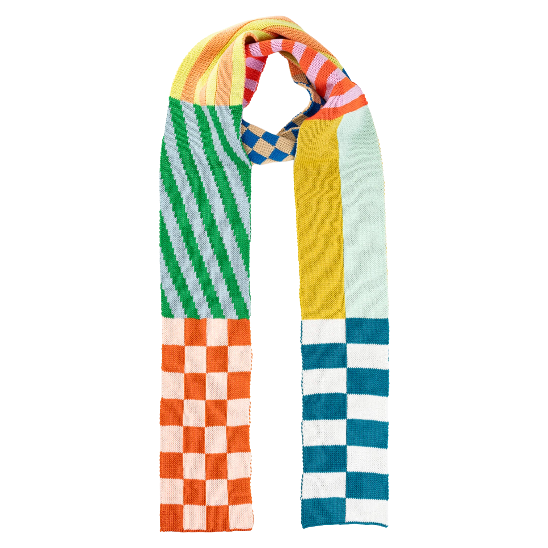 Pattern Patch Skinny Knit Scarf