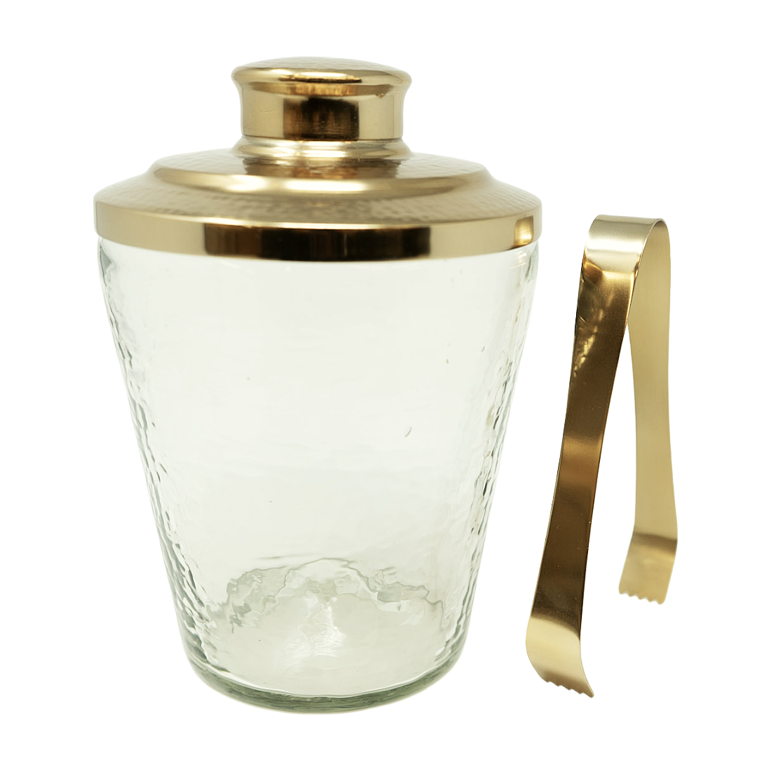 Pebbled Ice Bucket with Tongs Set