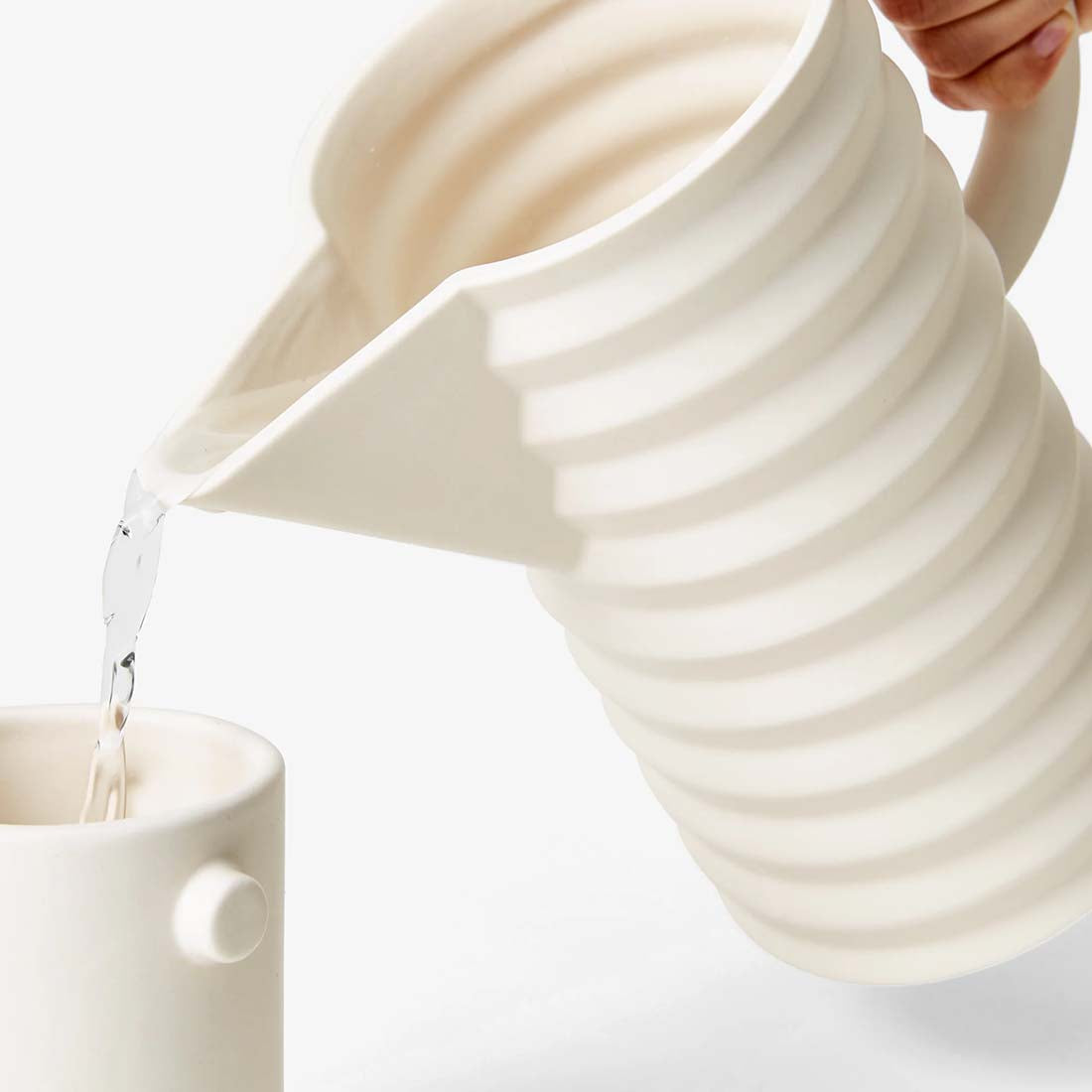 Pleated Ceramic Pitcher