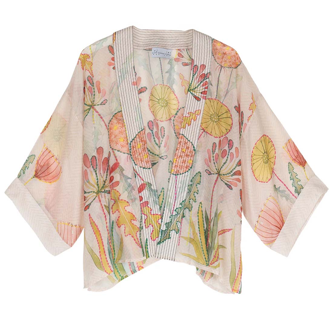 Floral patterned kimono on a white background