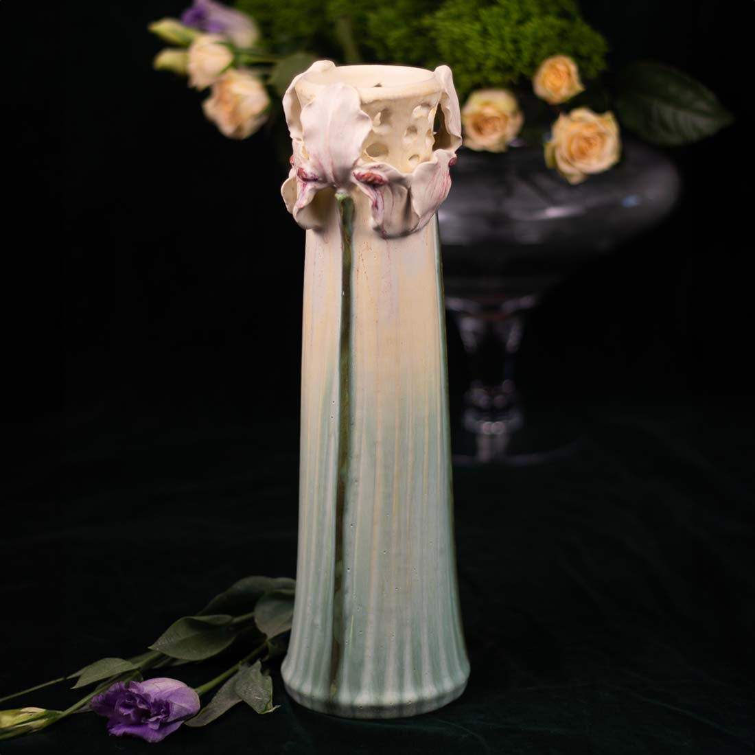 Reticulated Iris Ceramic Vase