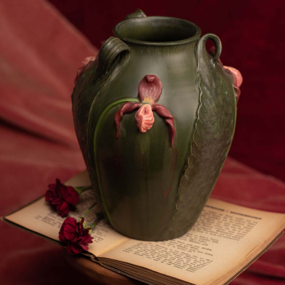 Lady Slipper Orchid Ceramic Vase