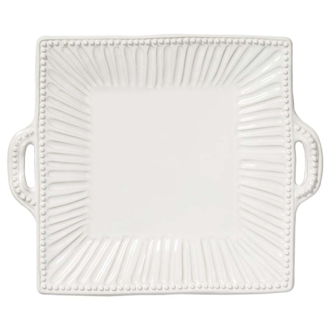 Incanto Stone White Stripe Handled Square Platter