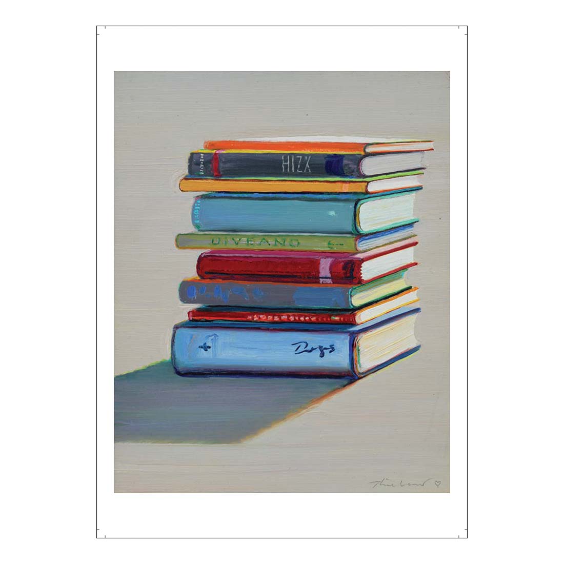 Thiebaud Stack of Books Postcard