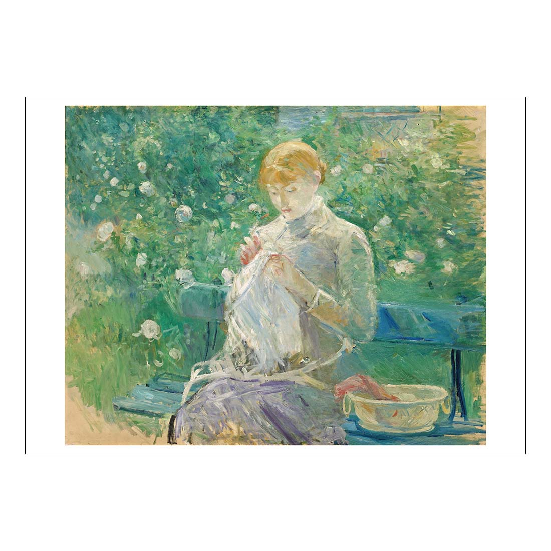Morisot Young Woman Knitting Postcard