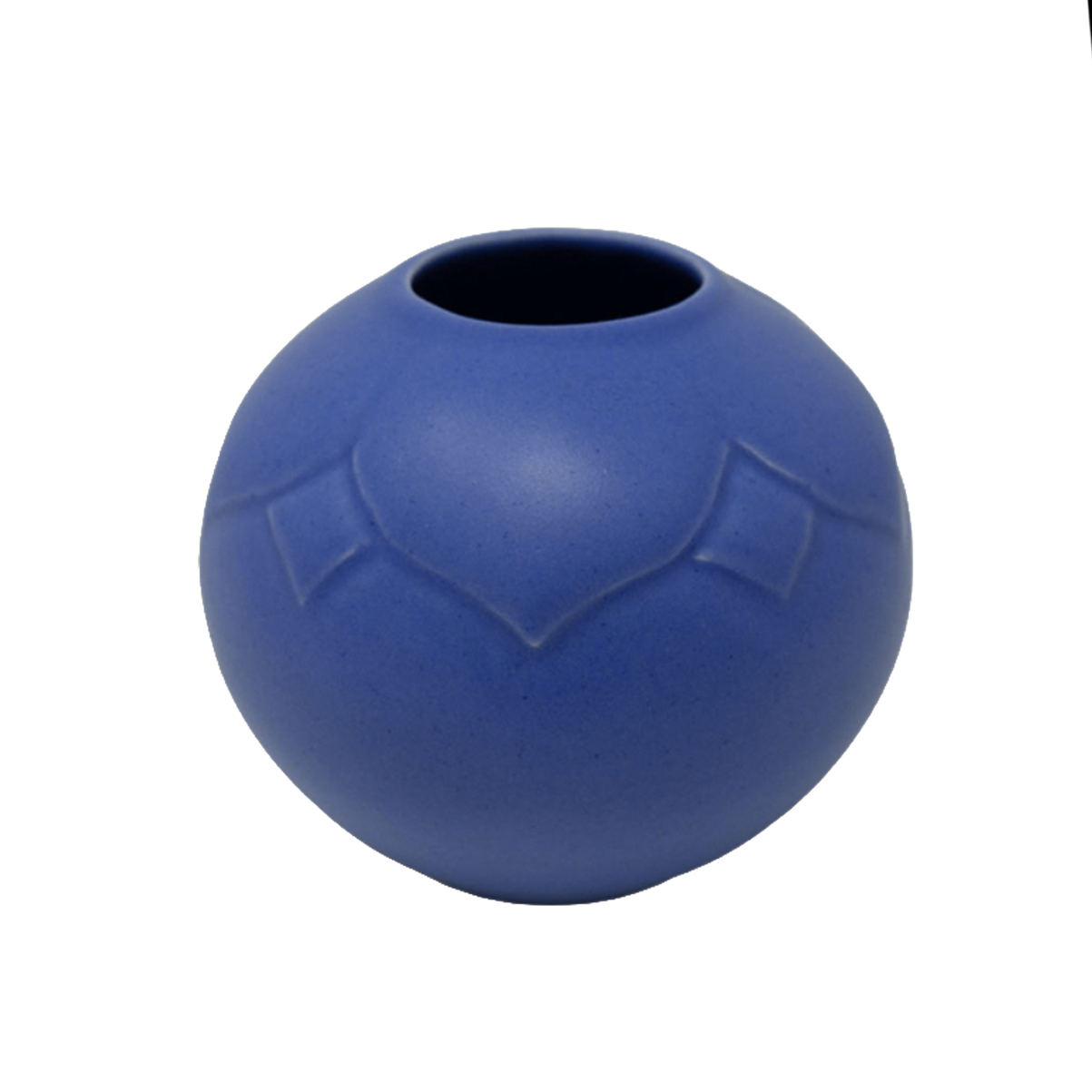 Ceramic small vase with lotus design in periwinkle color