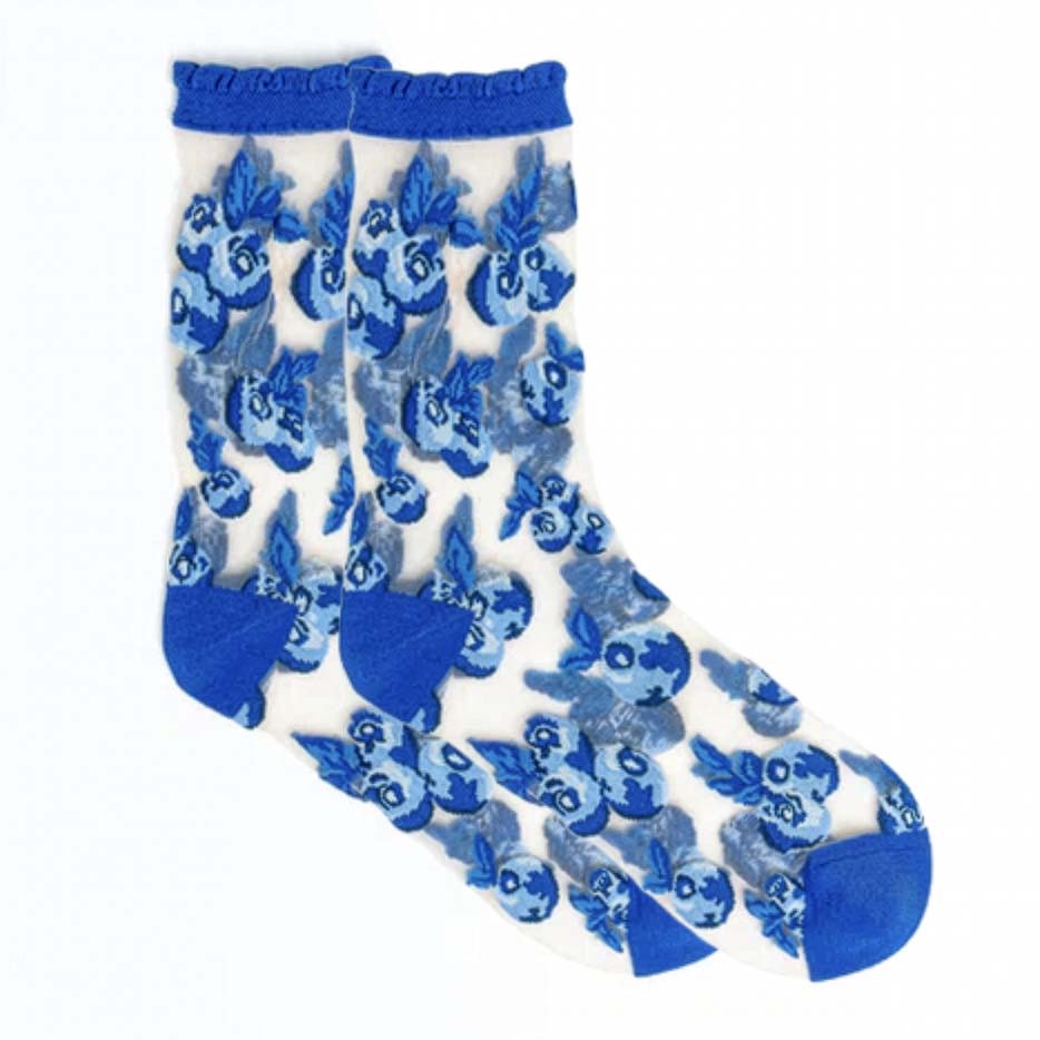 Blueberry Ruffle Sheer Crew Sock