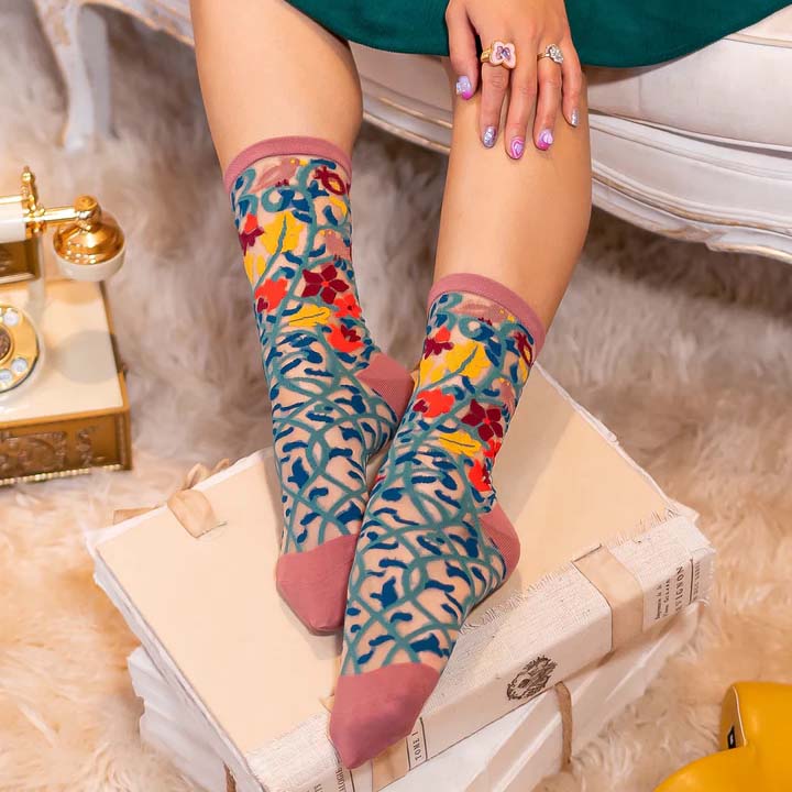 Tapestry Vines Sheer Crew Sock