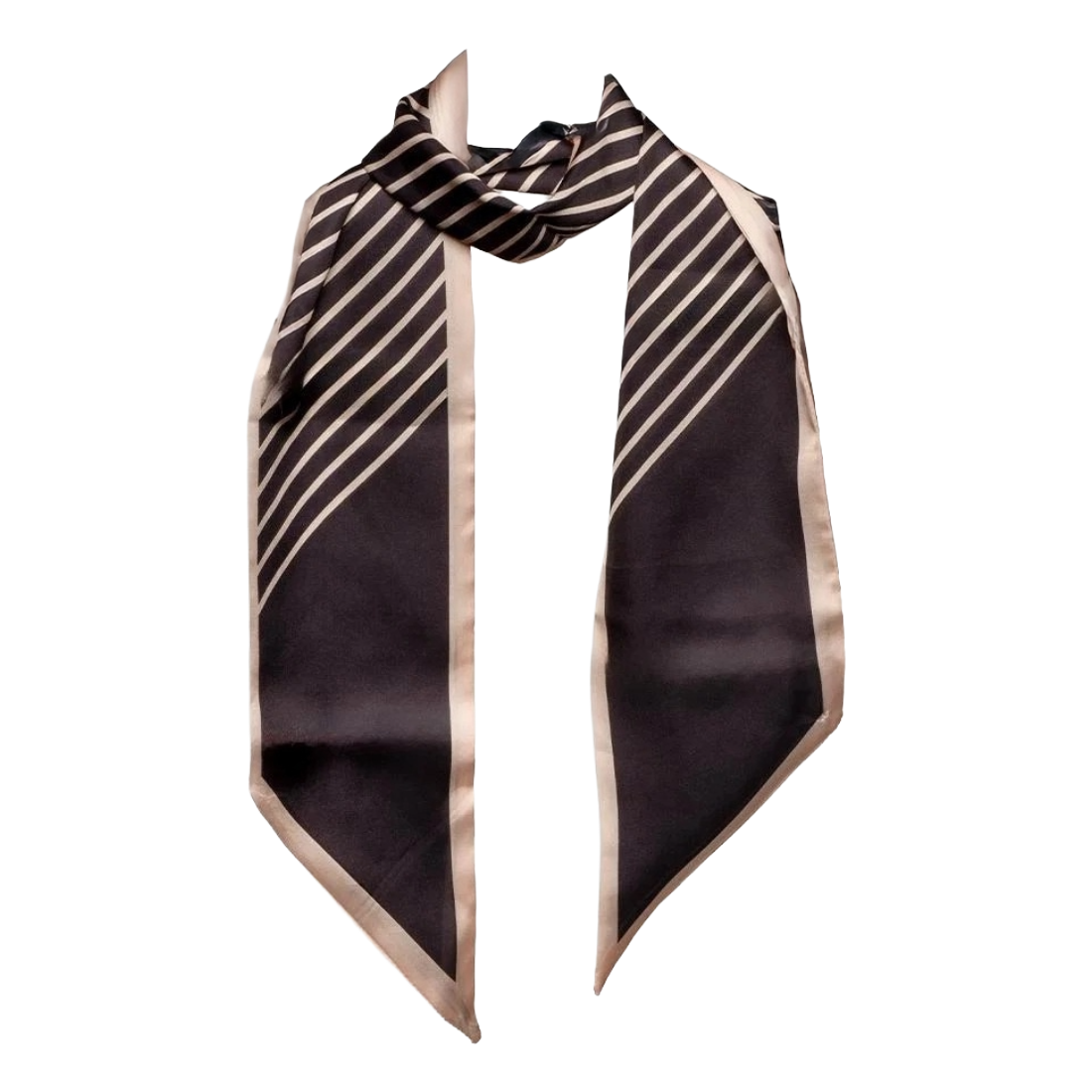 Angeled Stripe Black & Tan Slim Scarf