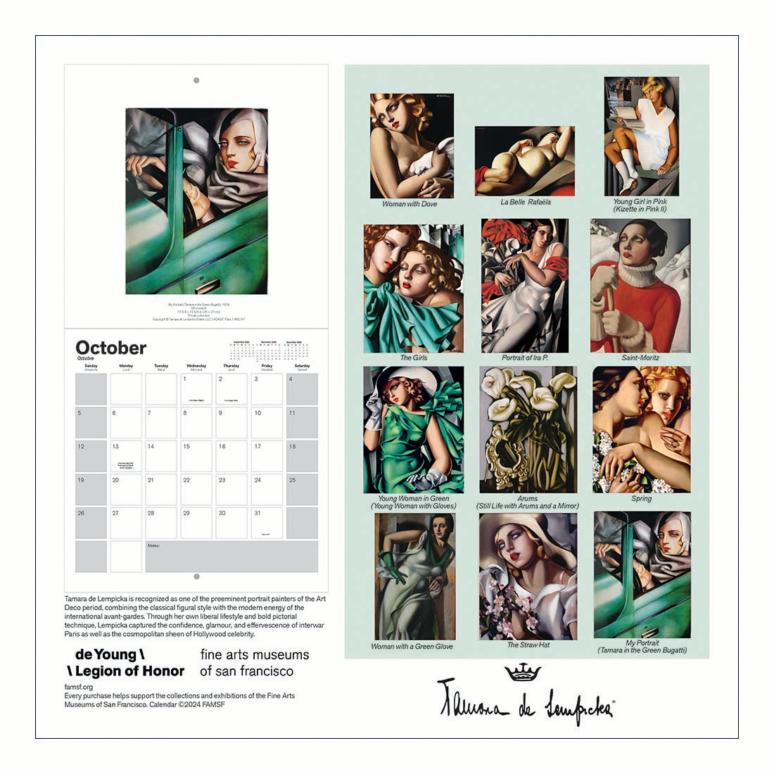 Tamara de Lempicka 2025 Wall Calendar