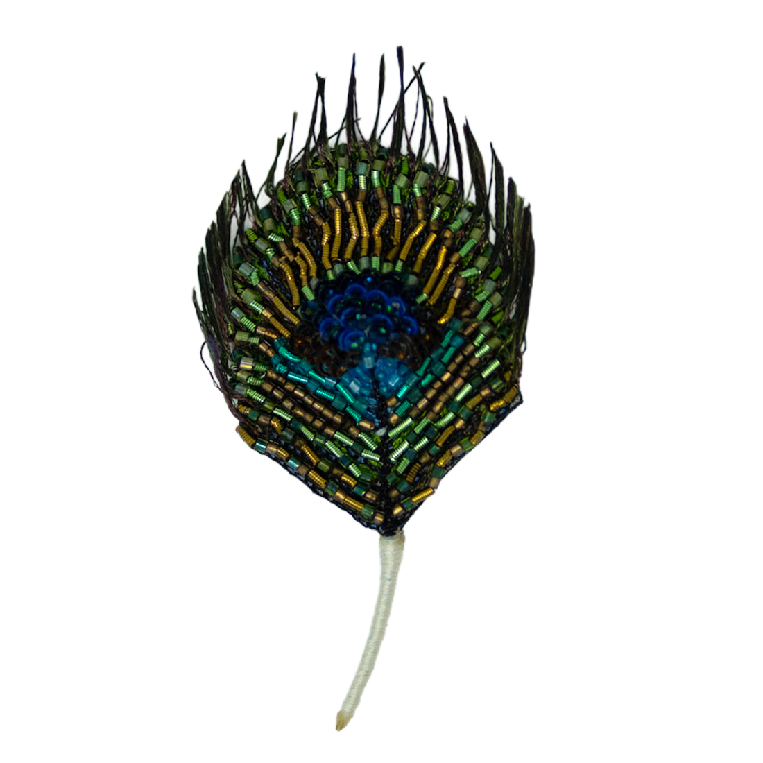 Luminous Peacock Feather Brooch