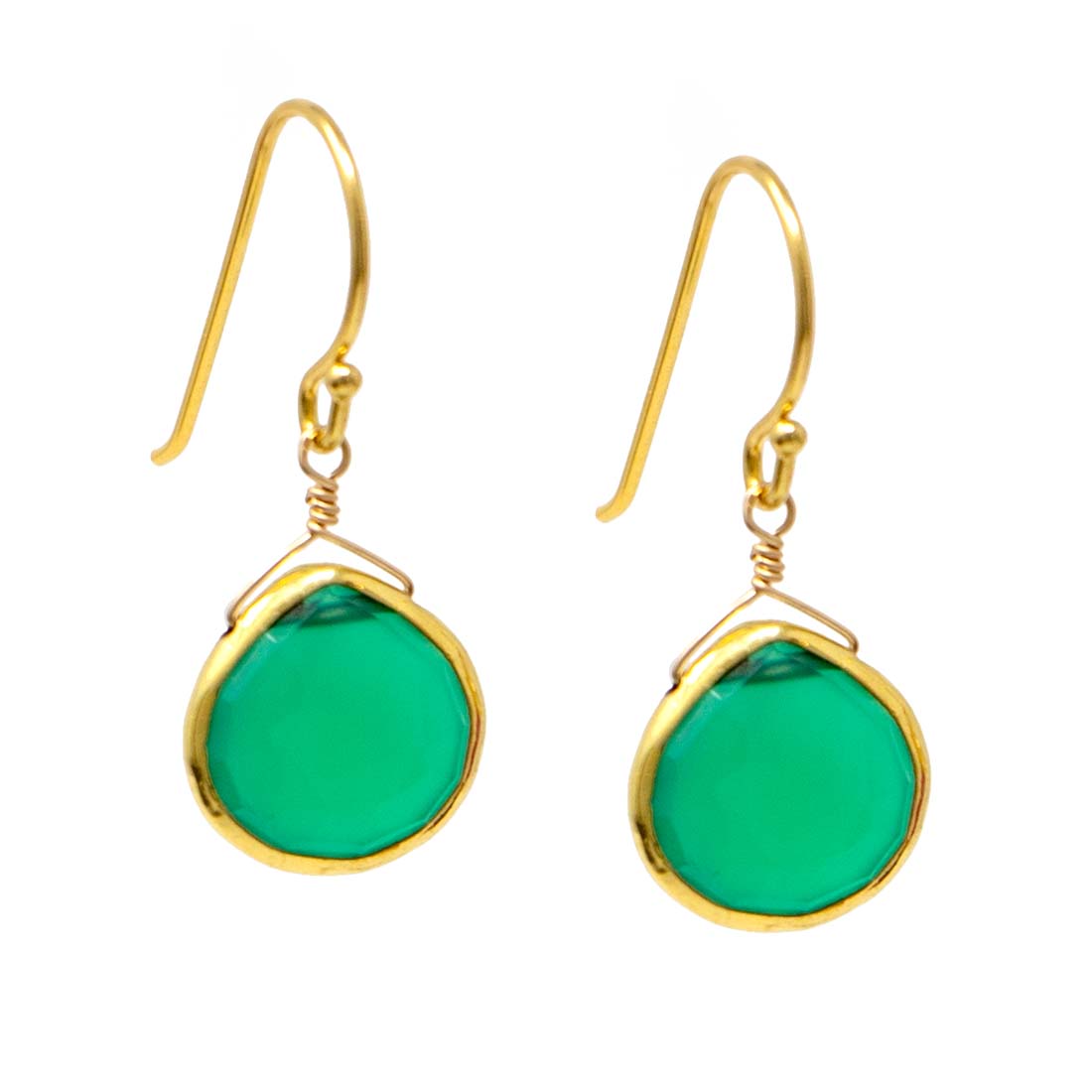 Round Green Onyx Earrings