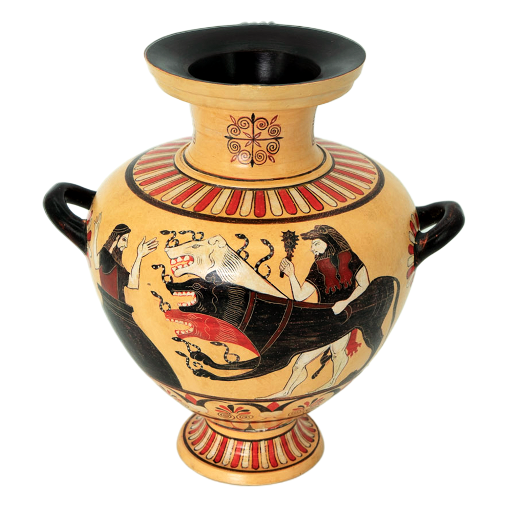 Decorative vase with classical design on a white background