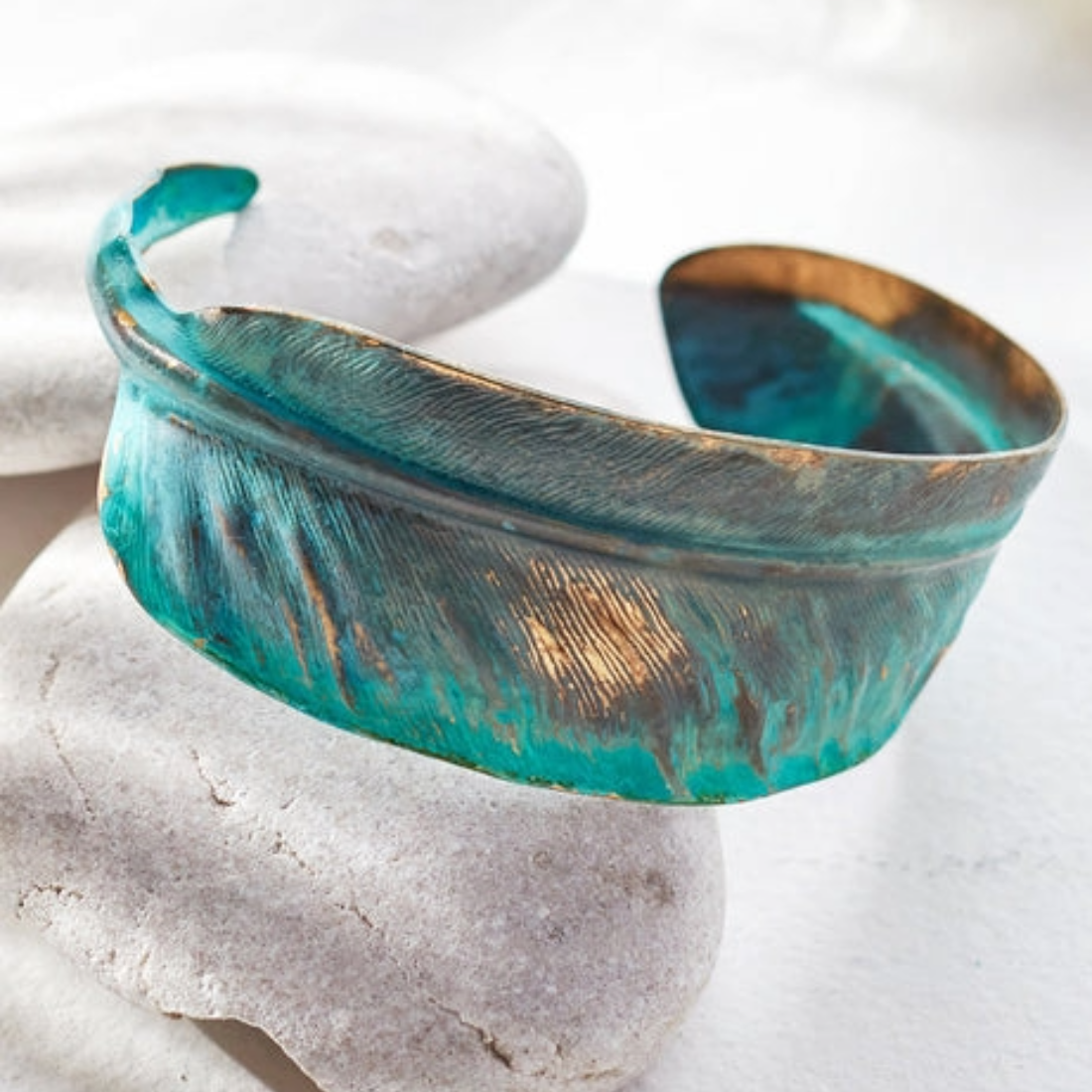 Verdigris Feather Cuff