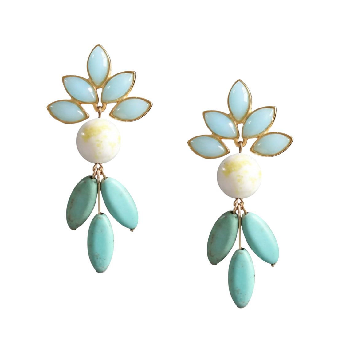 Vintage Glass and Turquoise Beads Earrings