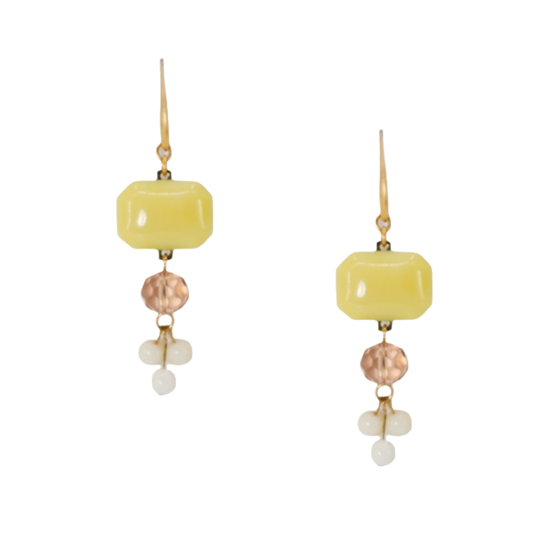 Vintage Yellow Glass Cluster Earrings