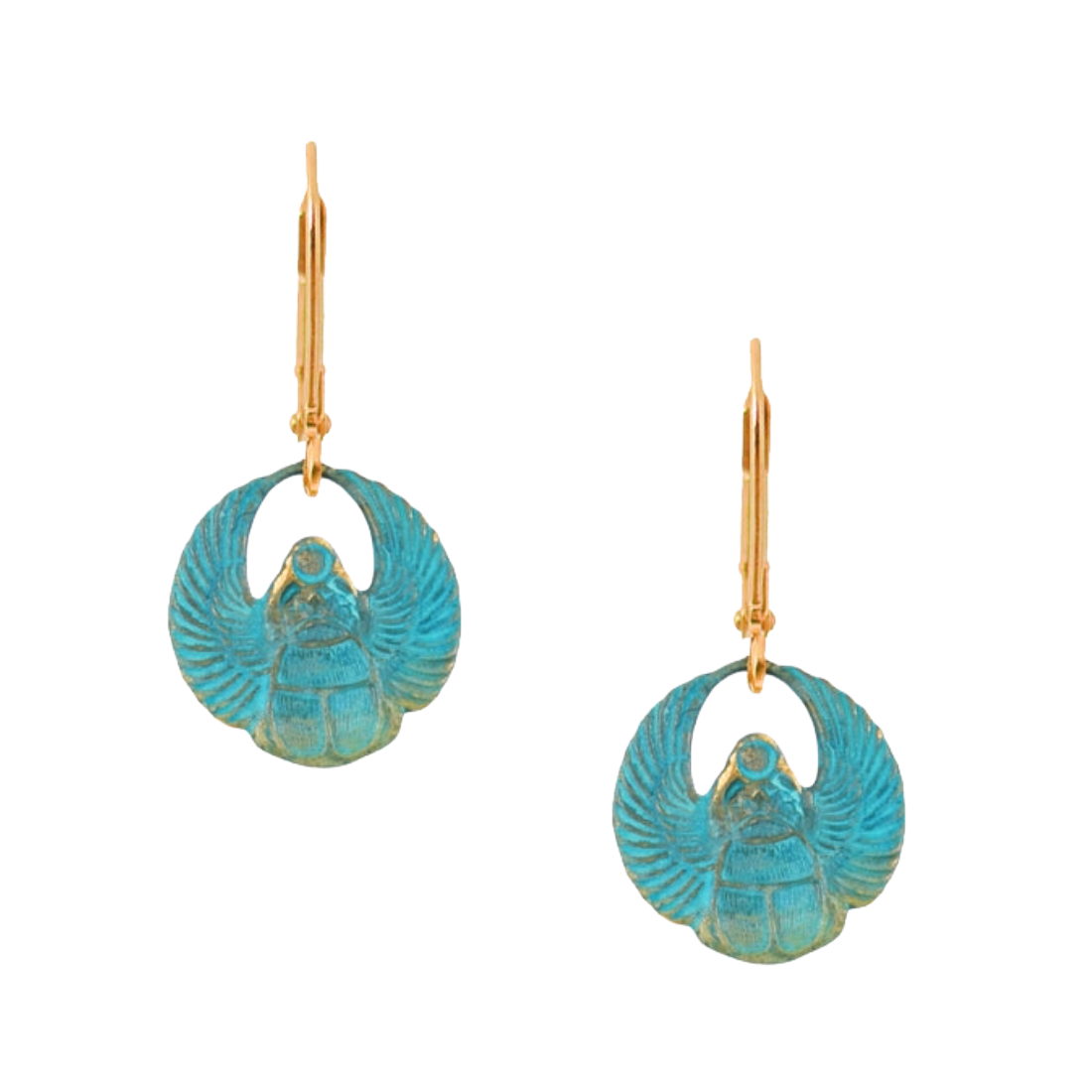Wee Verdigris Scarab Earrings